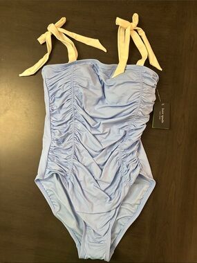 kate spade Light Blue One-Piece Swimsuit with Cream Tie Straps